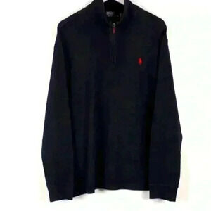 90's Ralph Lauren 1/4 Zip Sweatshirt Large Black Pullover Sweater Mens Size L